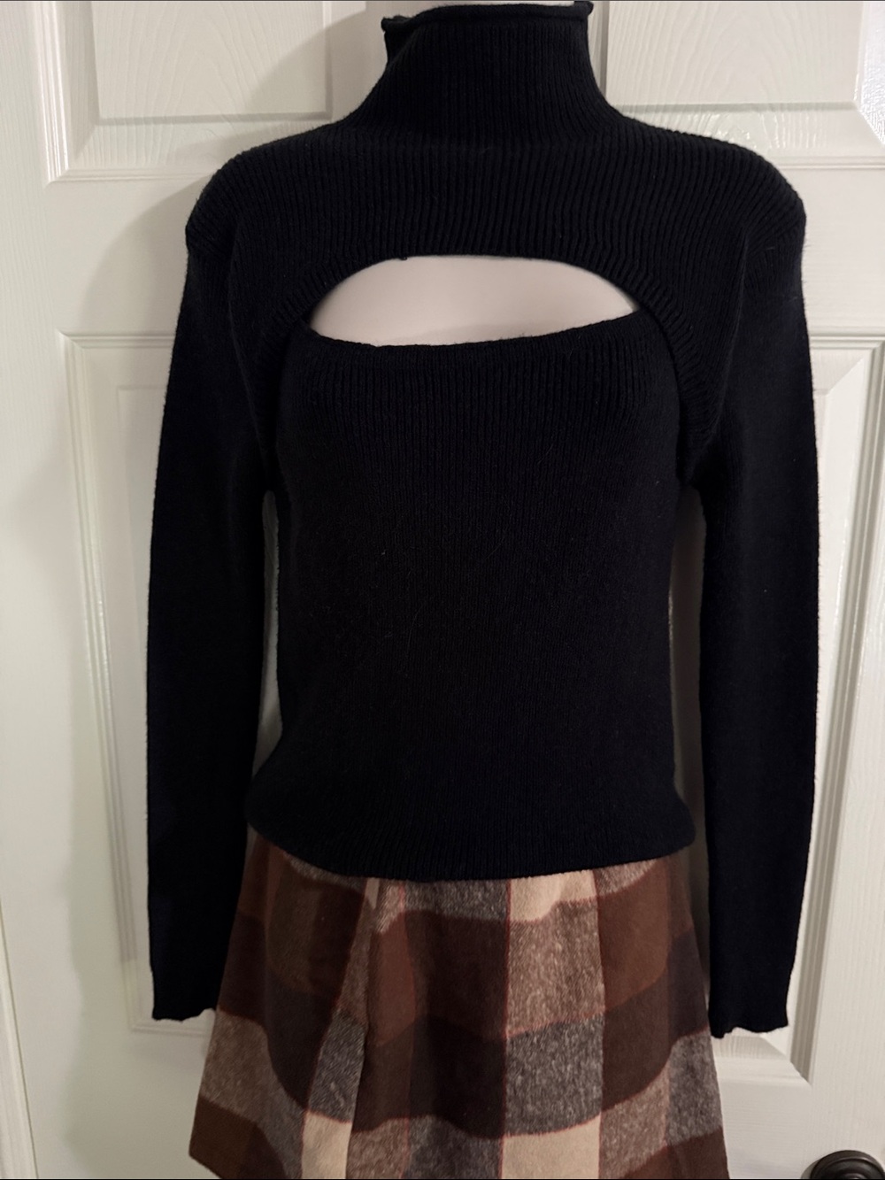 Black Cutout Turtleneck Sweater - Women's Chic Knit